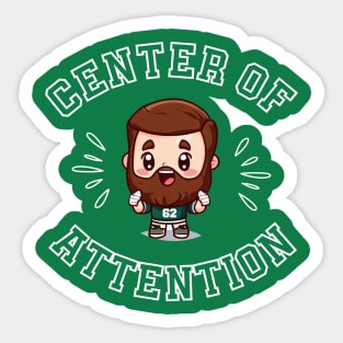 Jason Kelce Centre of Attention Kawaii Shirt (White Text) Sticker